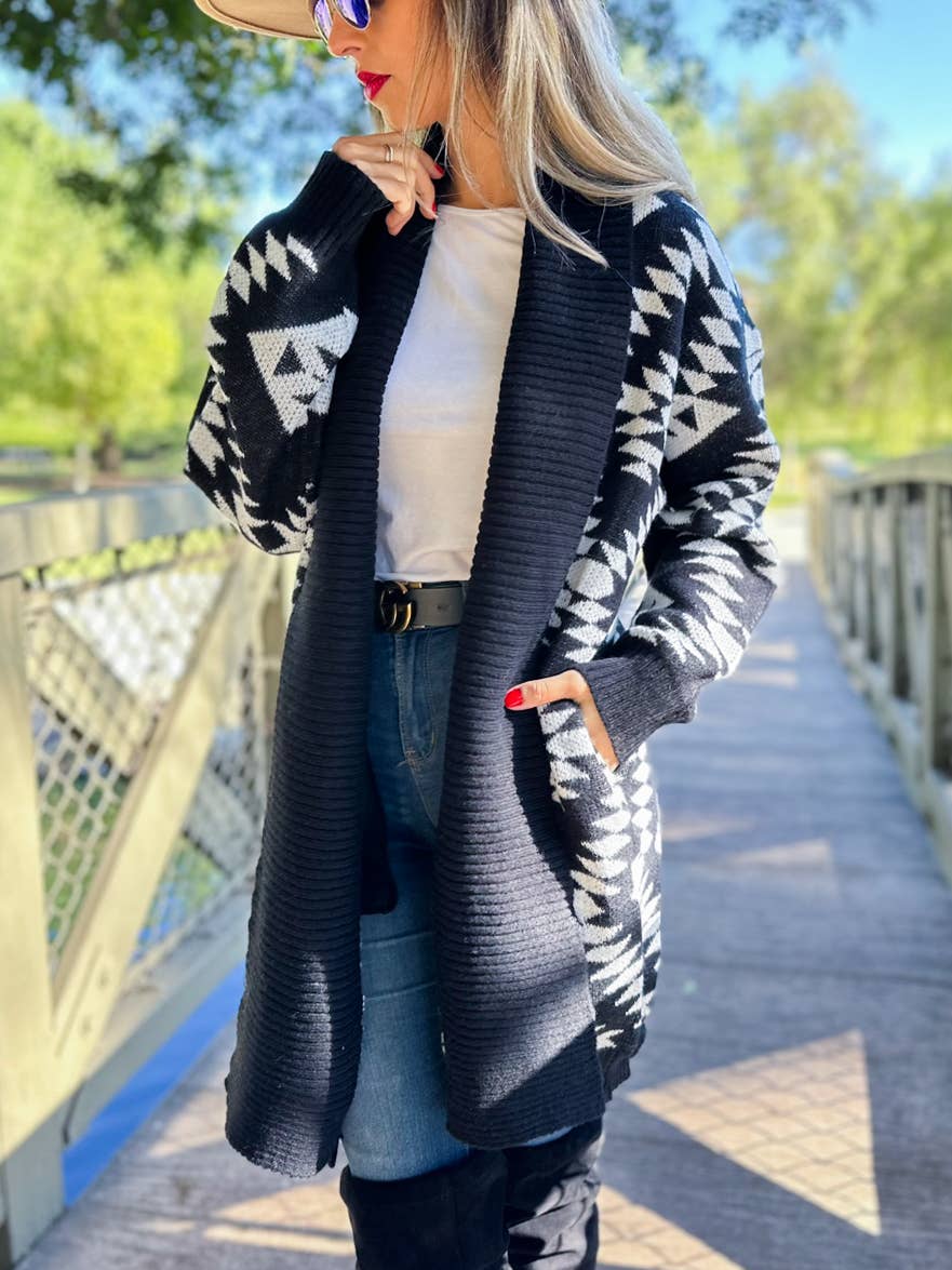 Aztec Printed Lightweight Cardigan