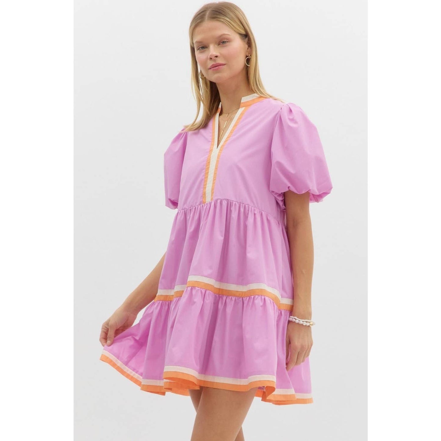 Marcy V-Neck Bubble Mini Dress