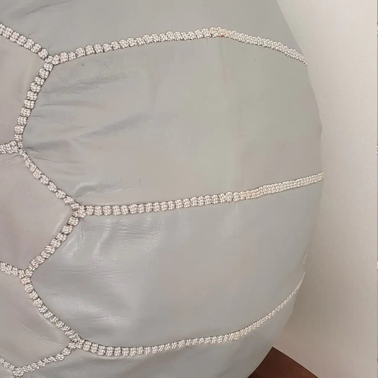 Handcrafted Grey Moroccan Leather Pouf Unfilled
