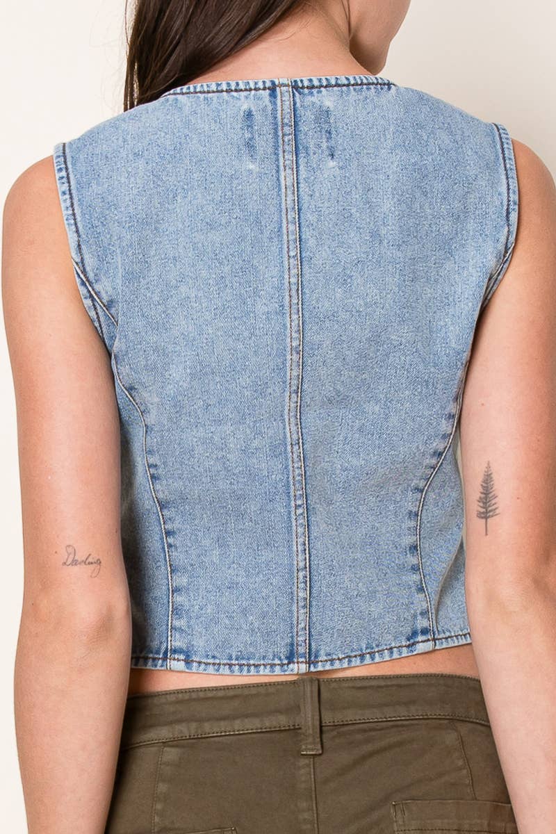 Denim Heart Vest