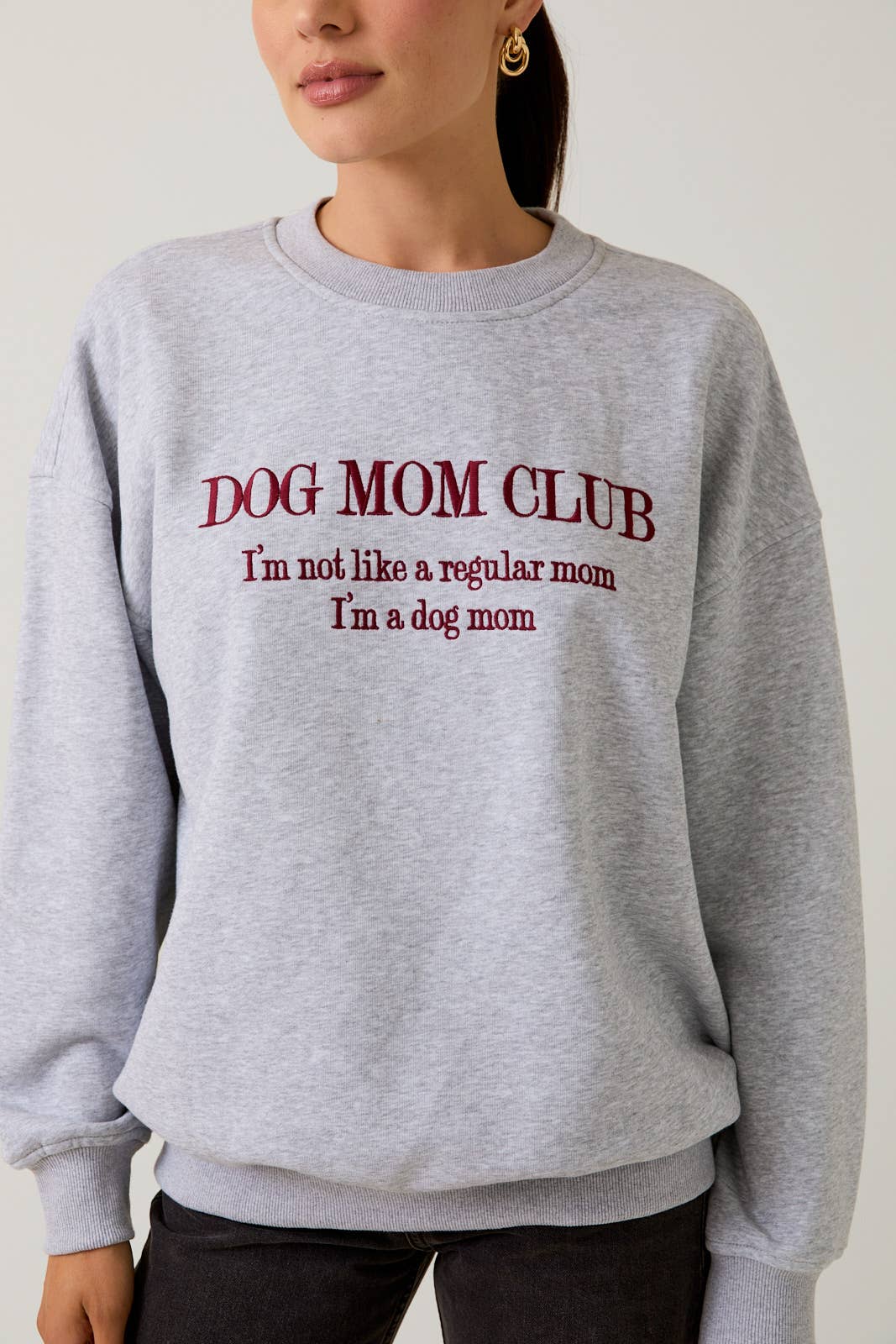 Dog Mom Embroidered Fleece Sweatshirt