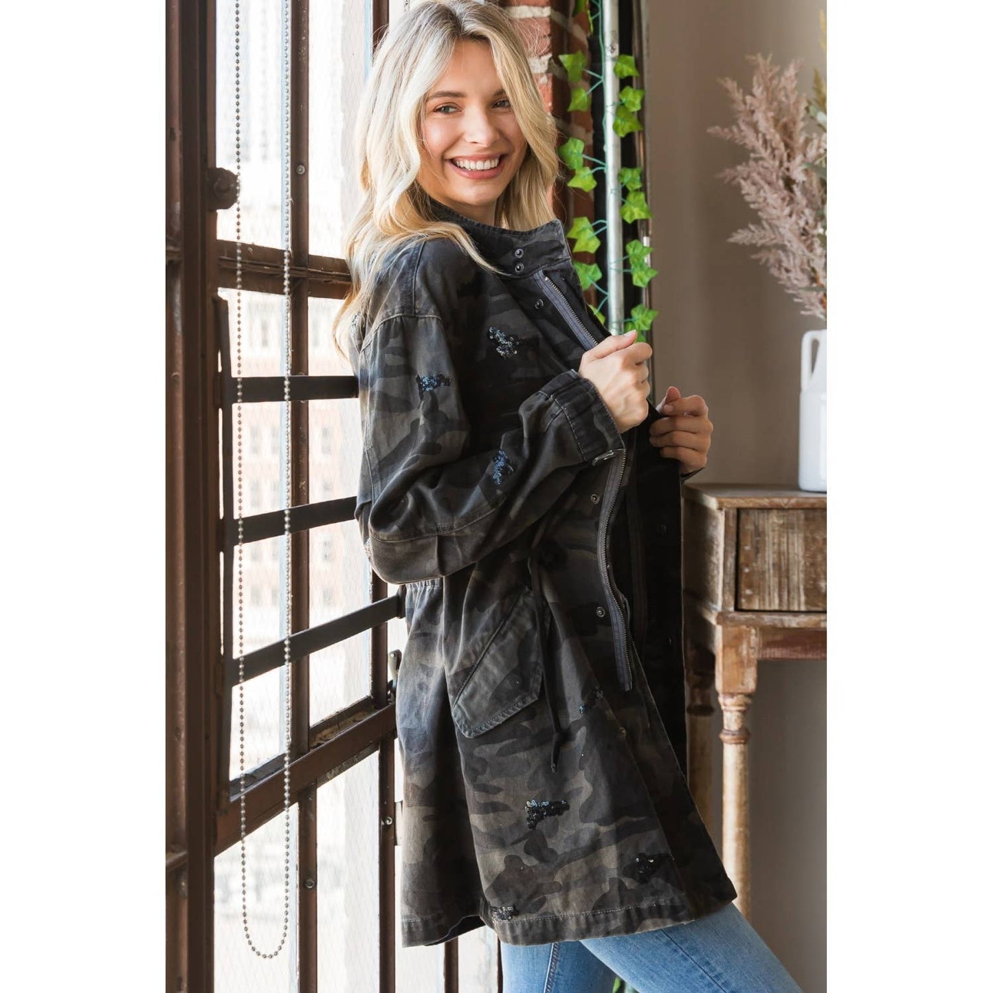 Camo Zip Up Utility Jacket