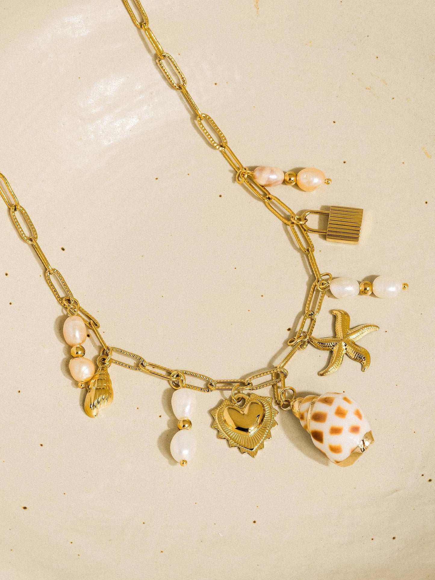 Ophélie 18K Gold Shell & Pearl Charm Necklace