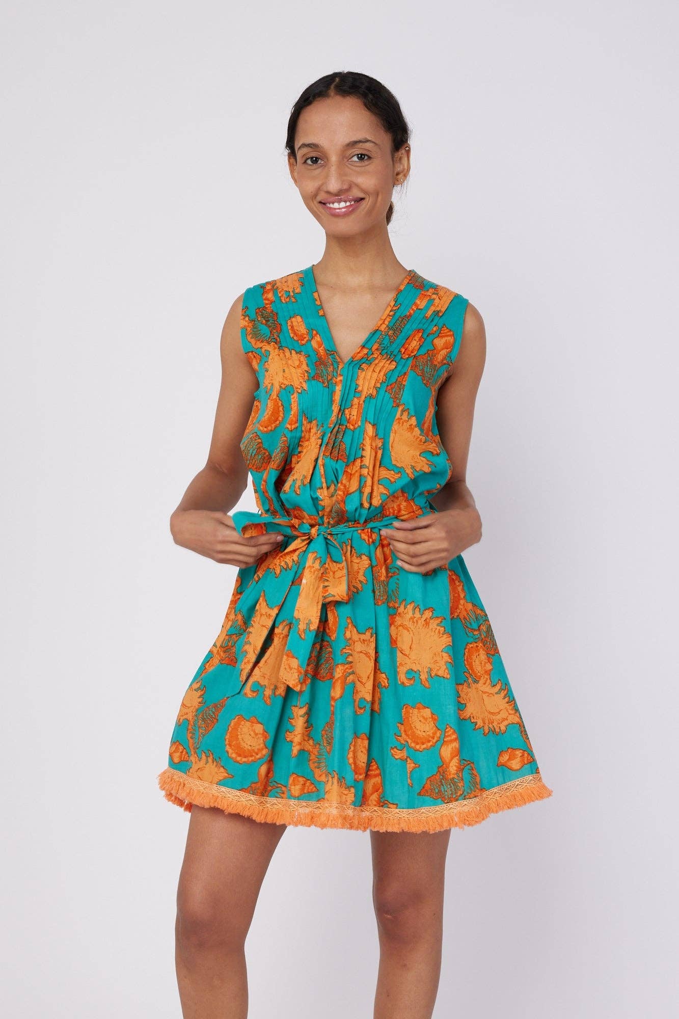 Felice Turquoise Orange Shells Dress