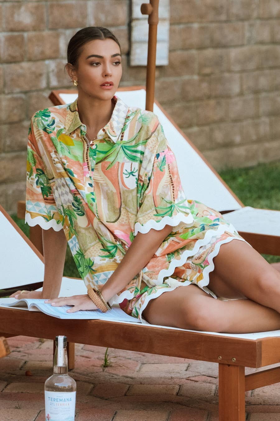 Moroccan Desert Palm Print Shirt & Short Set