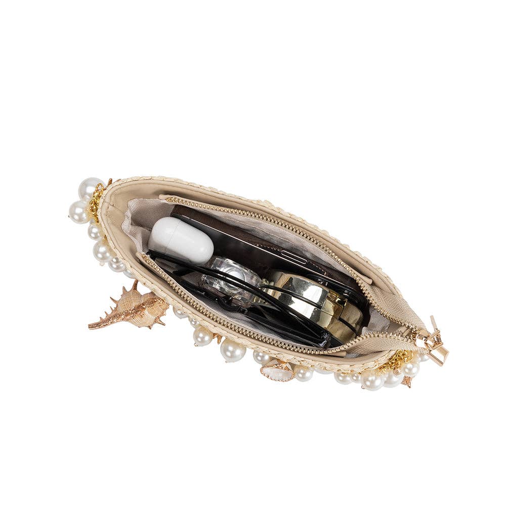Isla Lime Small Shells Straw Top Handle Bag