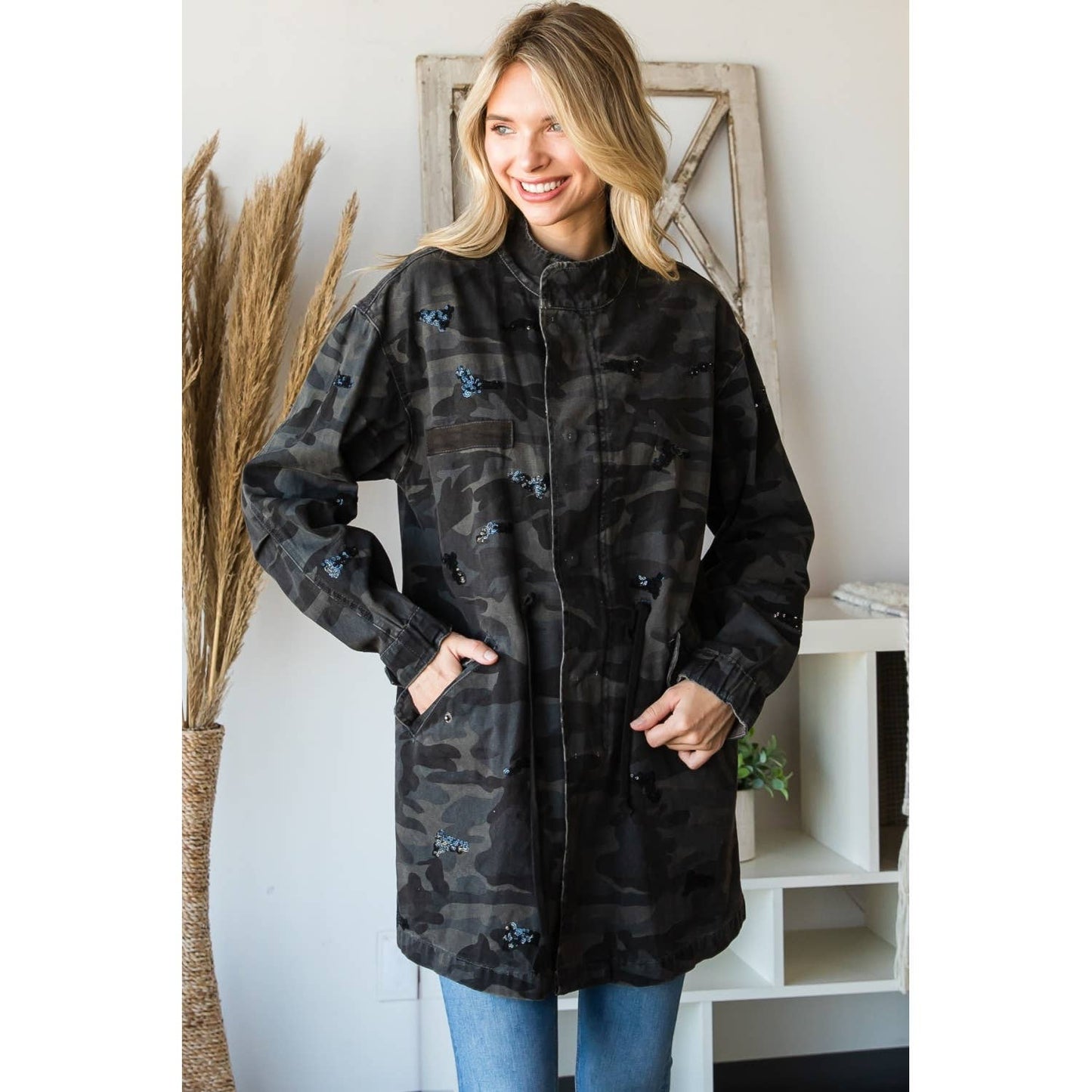 Camo Zip Up Utility Jacket
