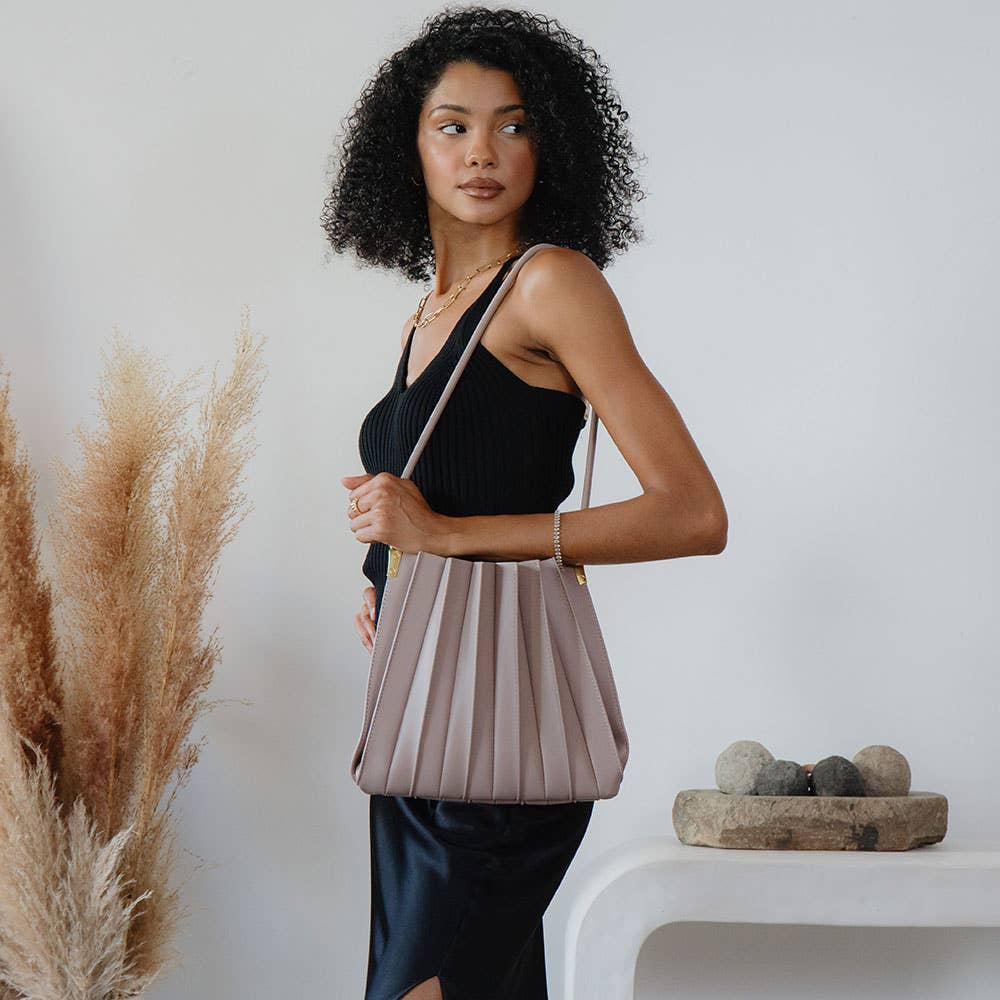 Carrie Sage Pleated Vegan Shoulder Bag