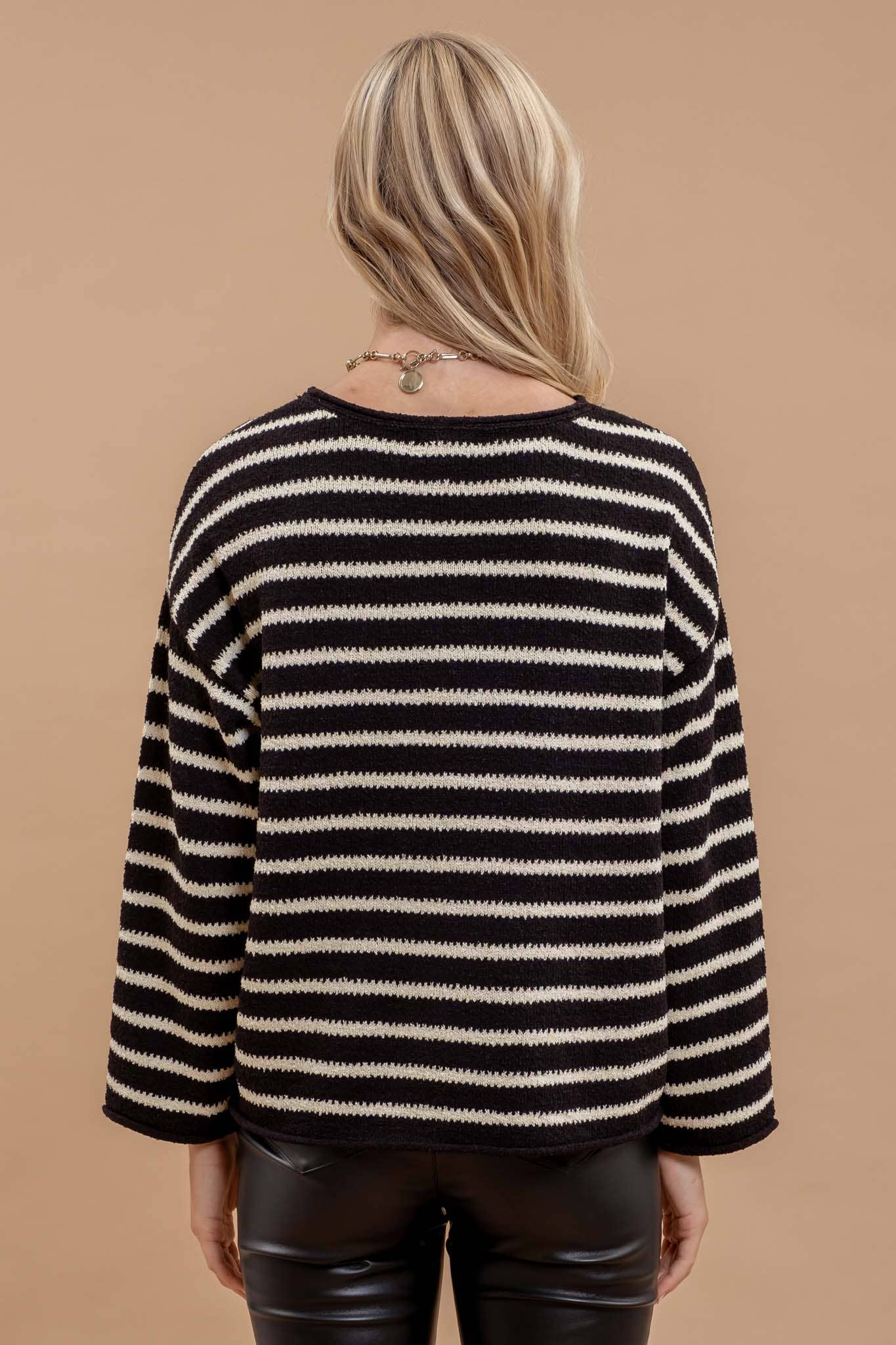 Striped Knit Pullover Sweater