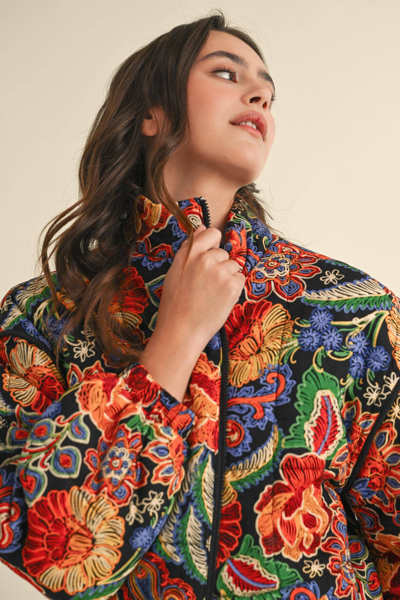 Floral Puff Bomber Jacket