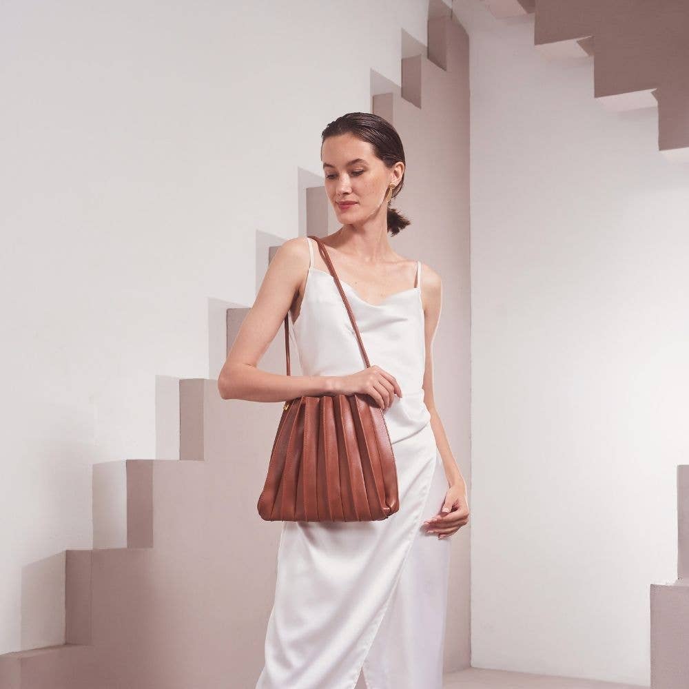 Carrie Saddle Pleated Vegan Shoulder Bag