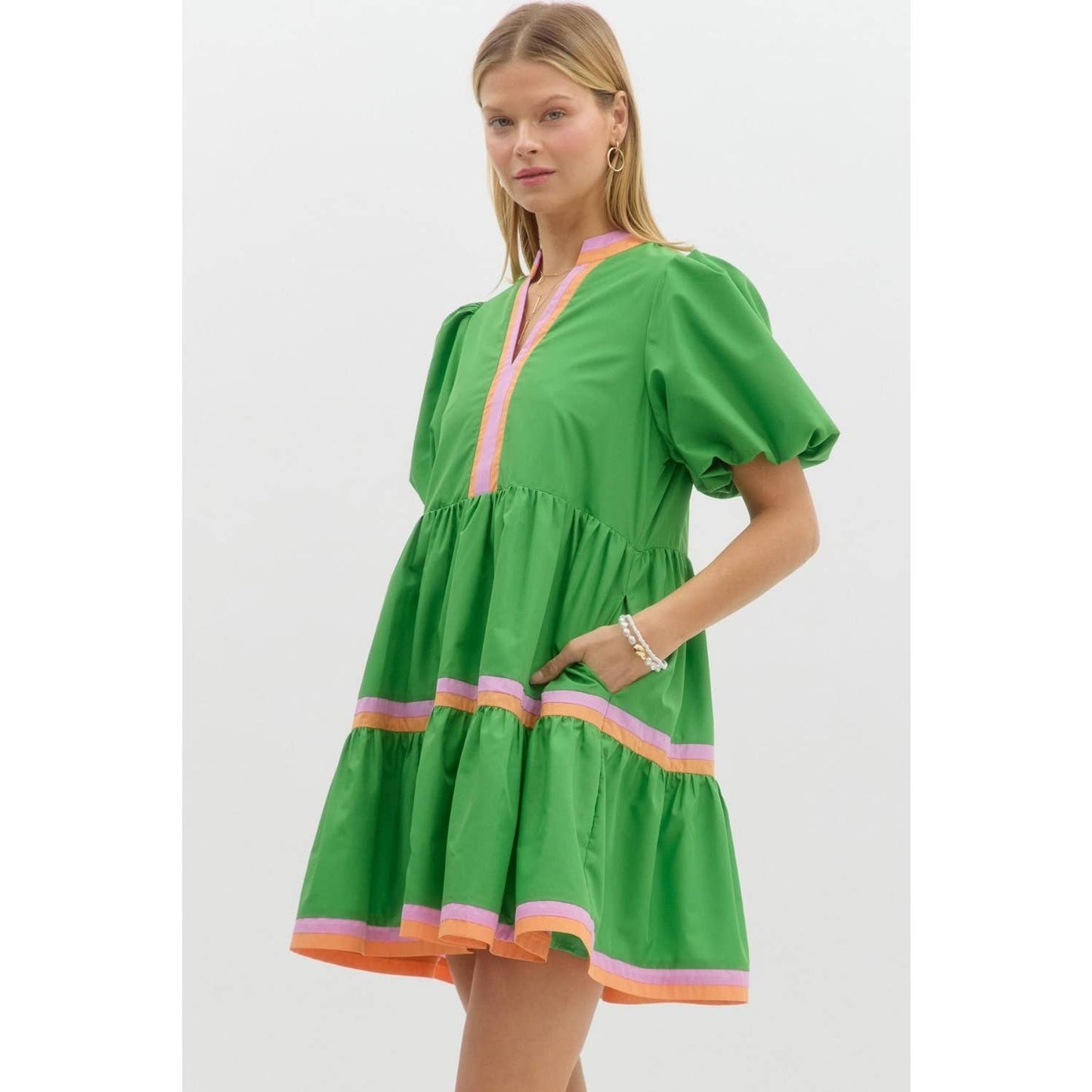 Marcy V-Neck Bubble Mini Dress