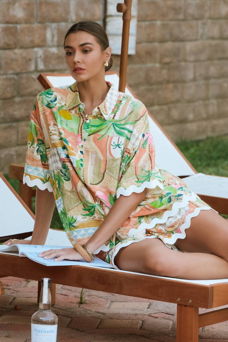Moroccan Desert Palm Print Shirt & Short Set