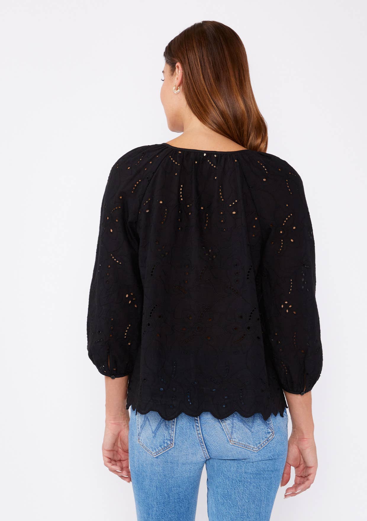 Raglan Floral Eyelet Blouse