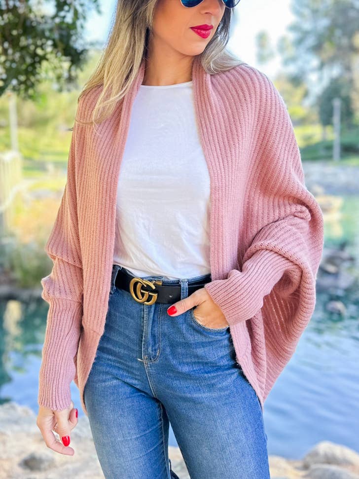 Dusty Pink Knitted Shrug Cardigan