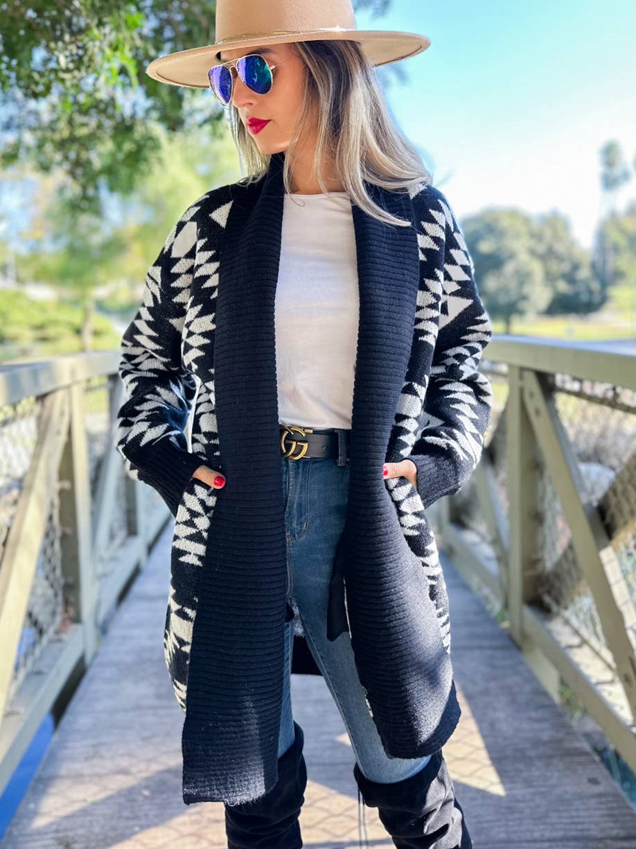 Aztec Printed Lightweight Cardigan