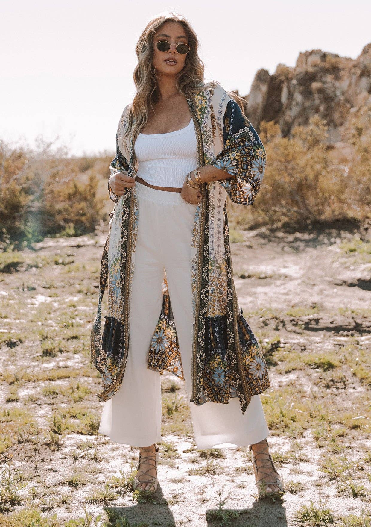 Bohemian Floral Maxi Kimono