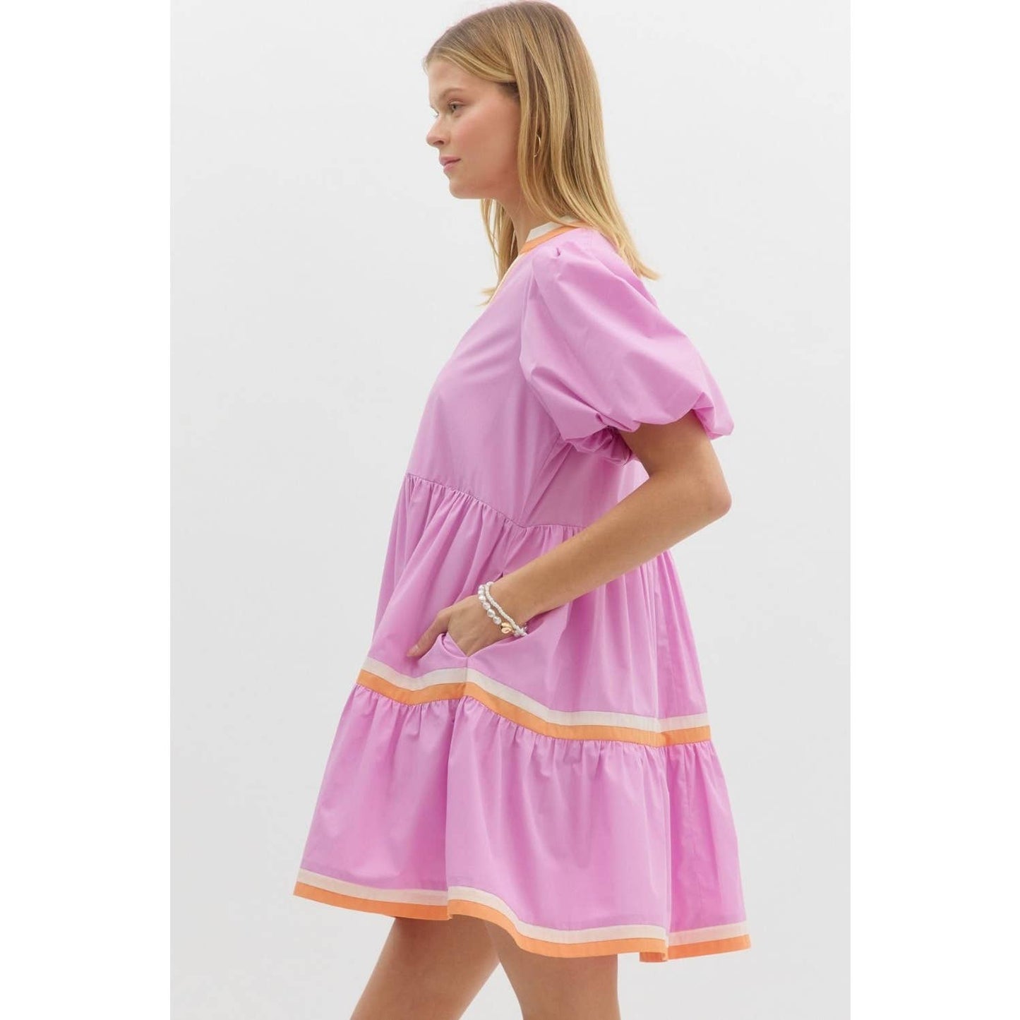Marcy V-Neck Bubble Mini Dress
