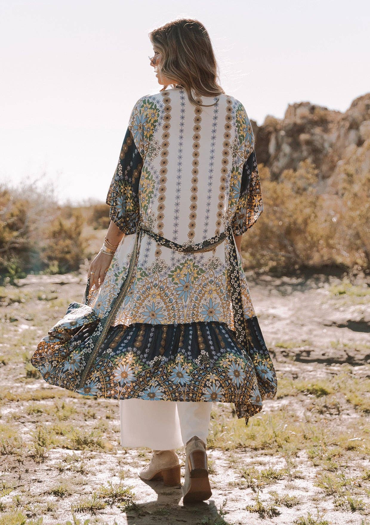 Bohemian Floral Maxi Kimono