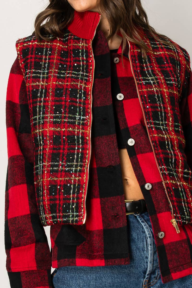 Noel Sparkle Plaid Vest