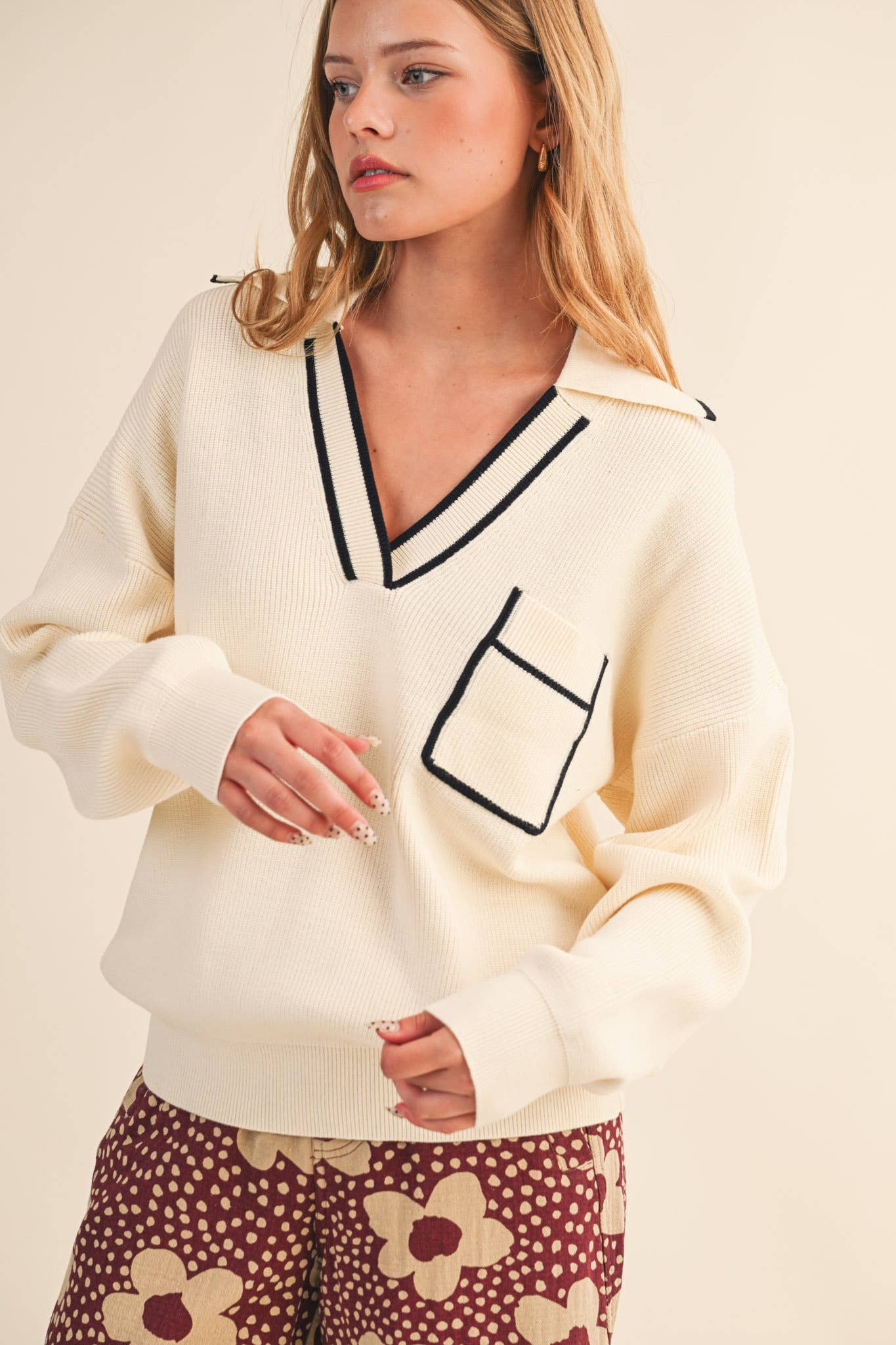 Ribbed Collared Sweater
