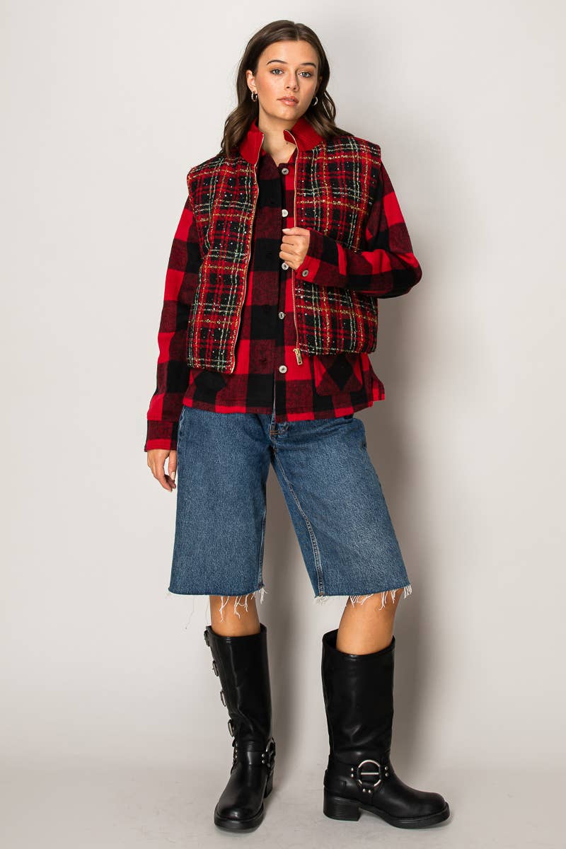 Noel Sparkle Plaid Vest