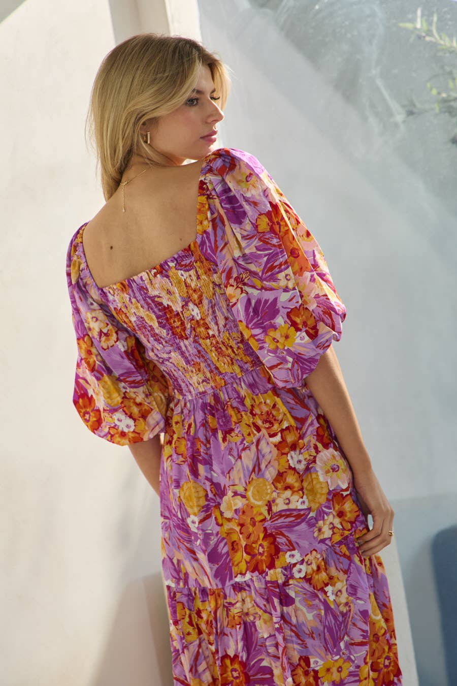 Rose Bubble Sleeve Maxi