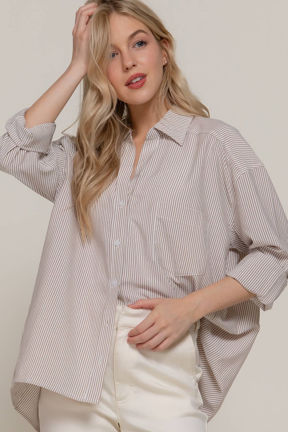 Oversized Dolman Stripe Shirt