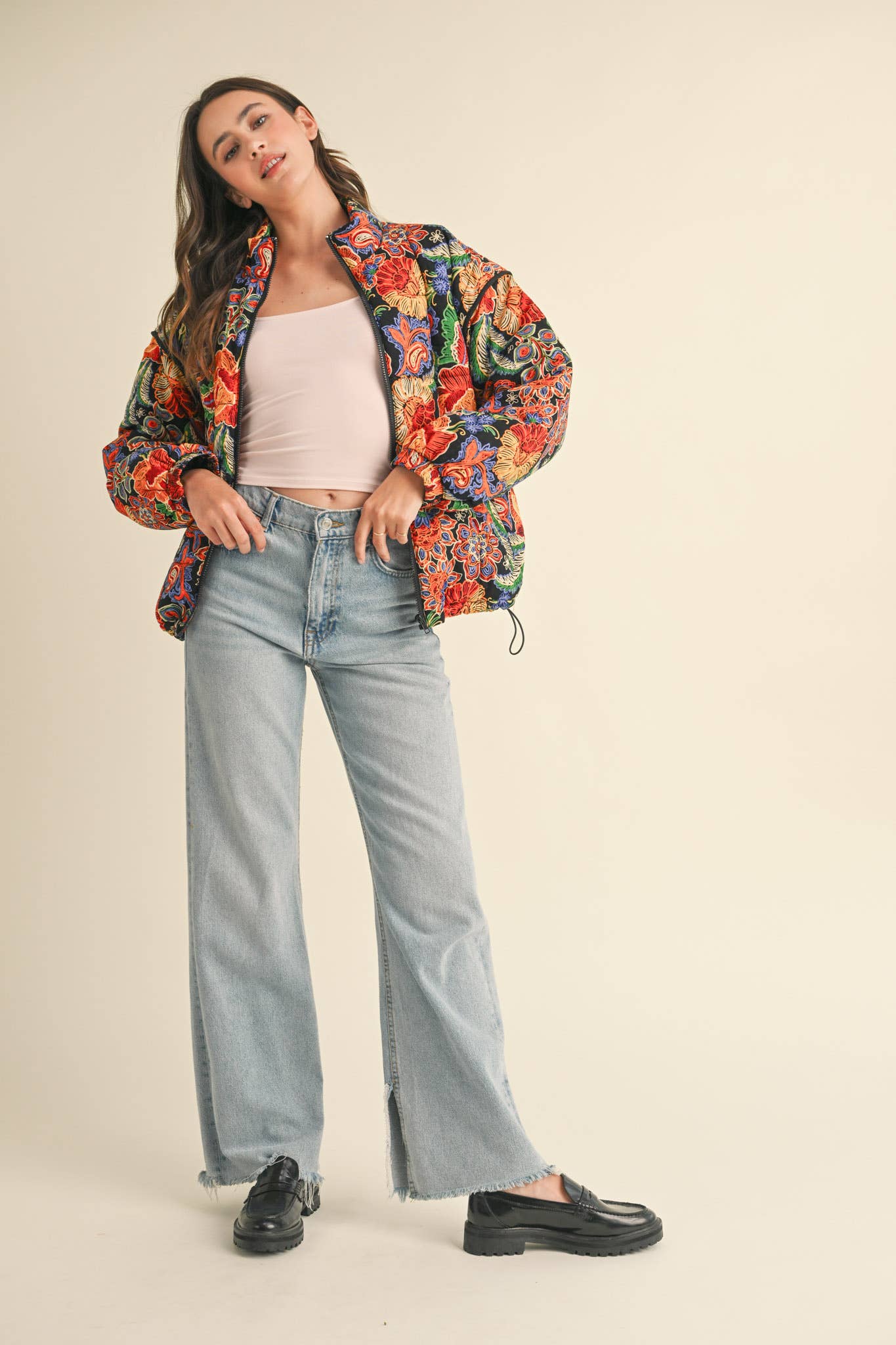 Floral Puff Bomber Jacket