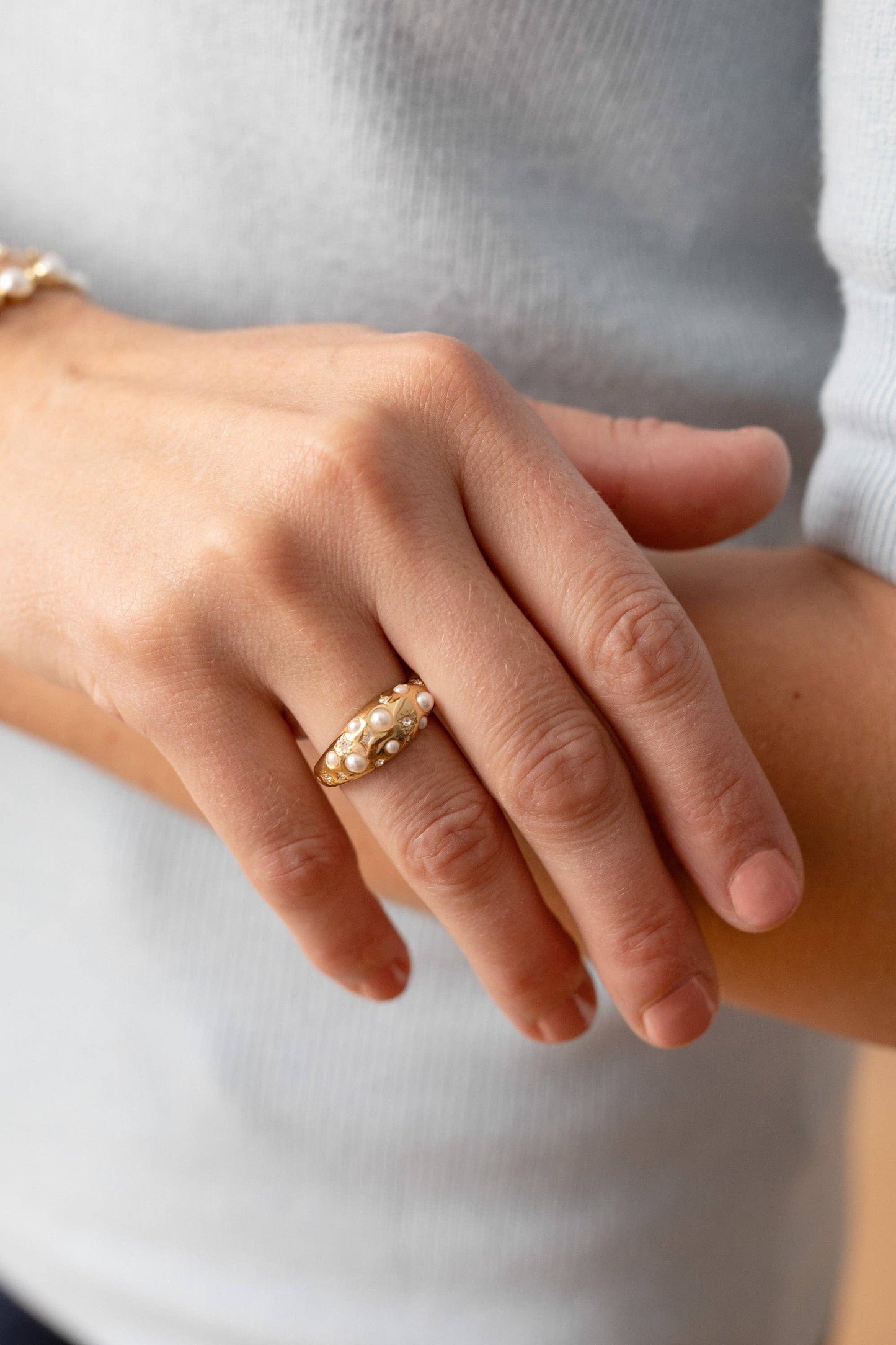 Pearl and Crystal Ring