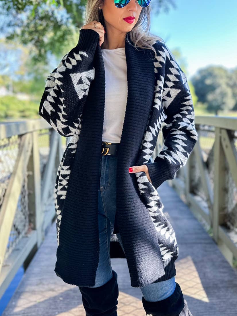 Aztec Printed Lightweight Cardigan