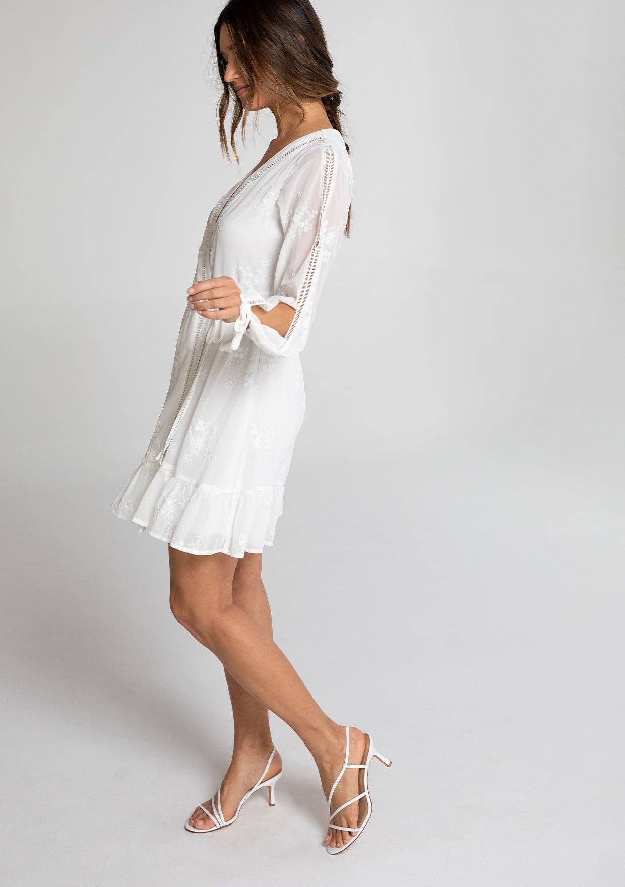 Lucille Embroidered Chiffon Wrap Dress