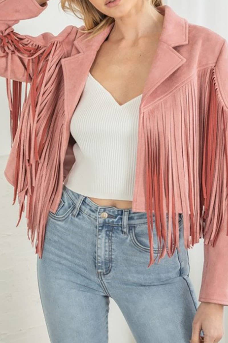 Lainey Faux Suede Fringed Jacket