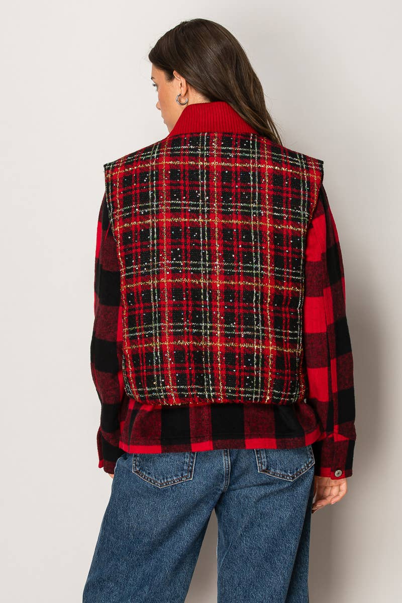 Noel Sparkle Plaid Vest