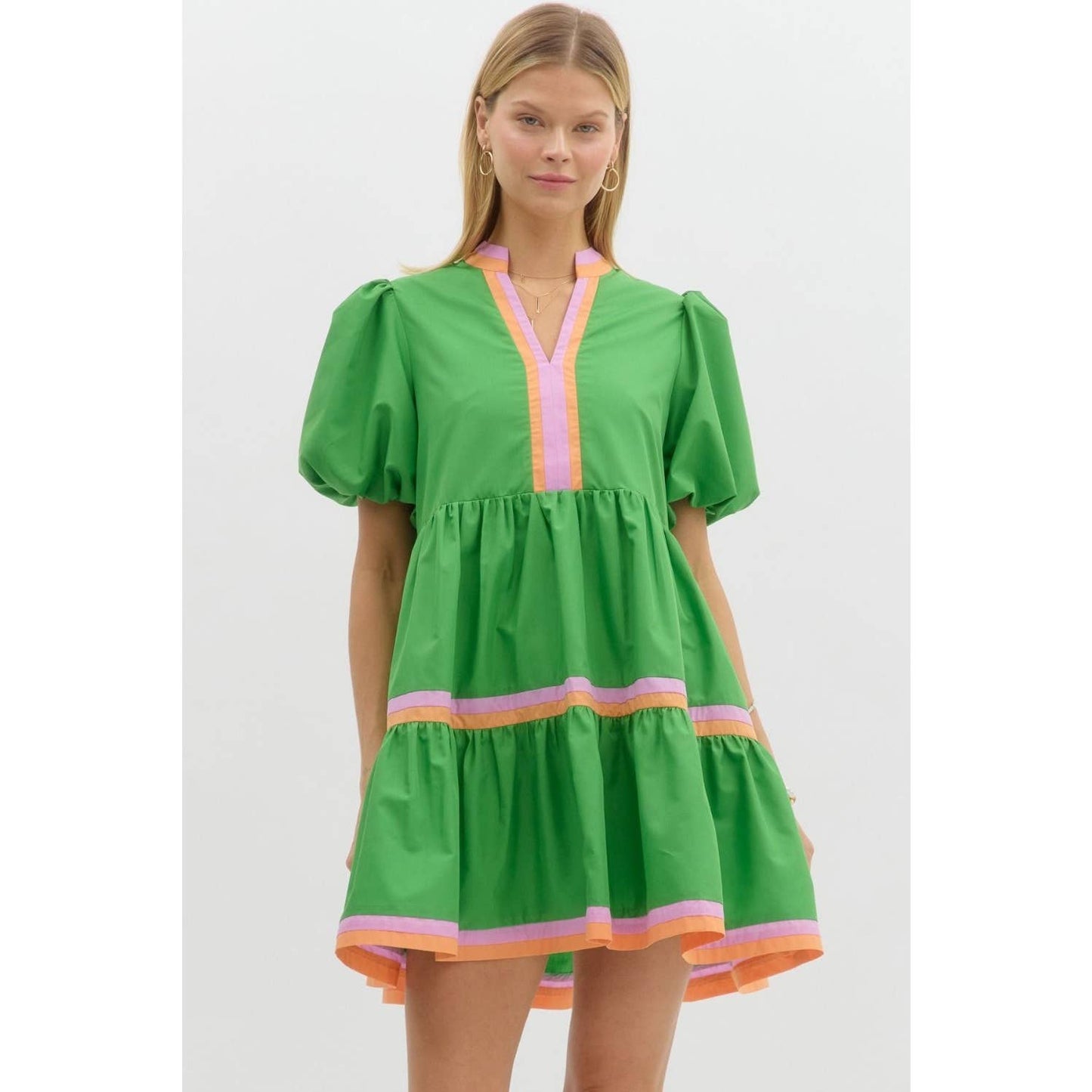 Marcy V-Neck Bubble Mini Dress