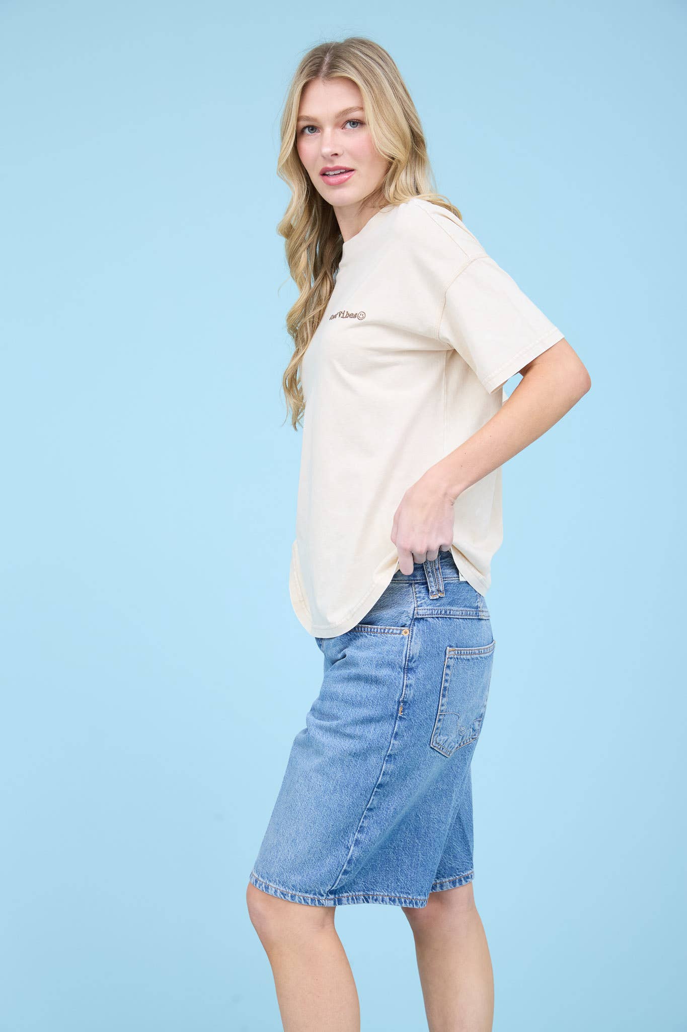 Good Vibes Washed Knit T-Shirt