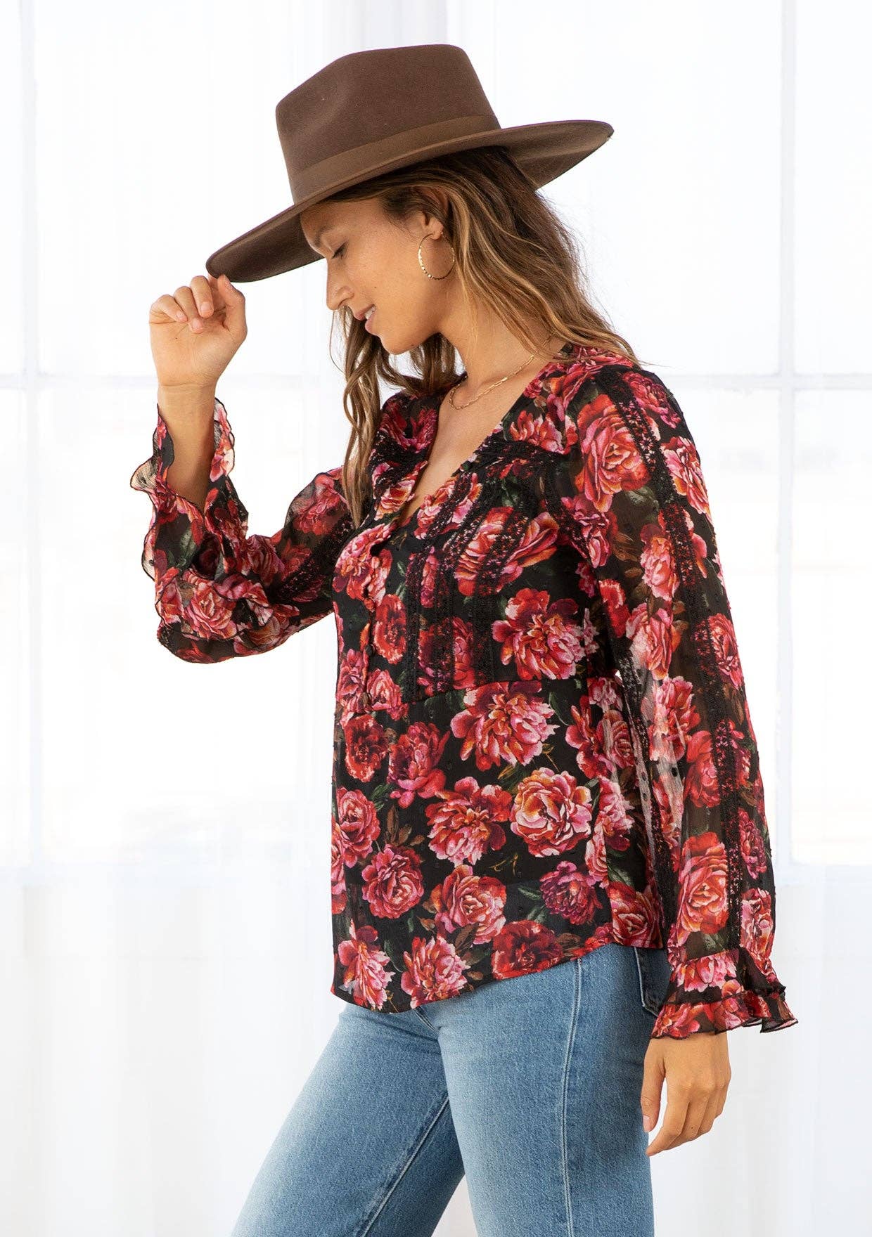 Primrose Lace Trim Blouse