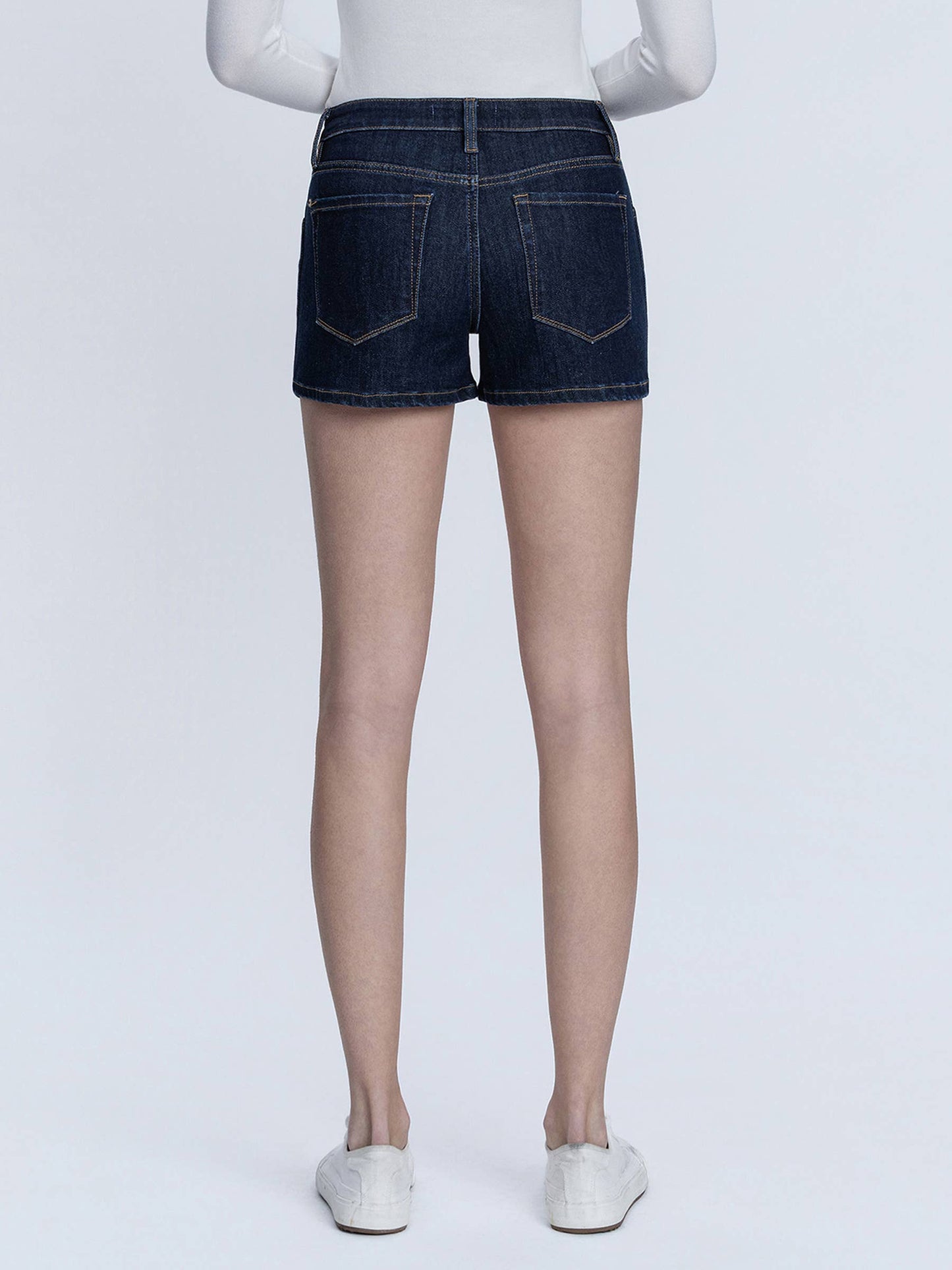 Mid Rise Shorts- Dark Wash