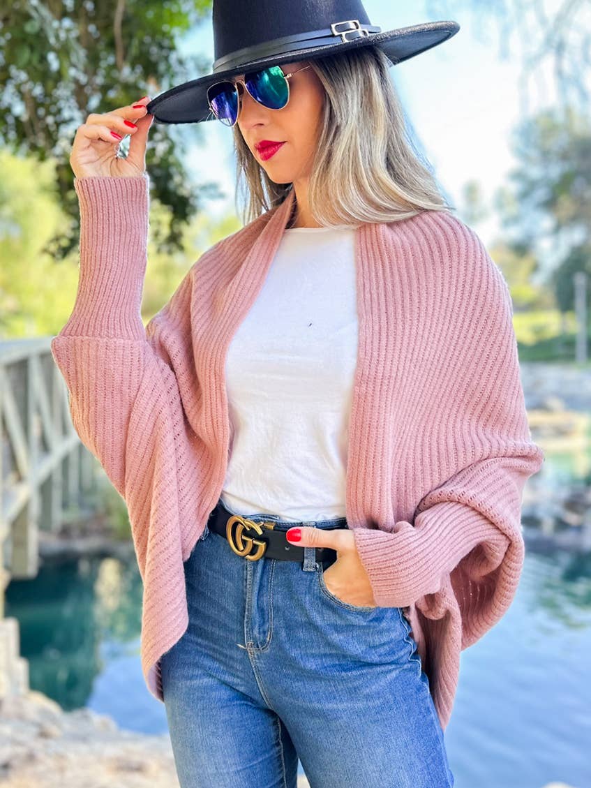 Dusty Pink Knitted Shrug Cardigan