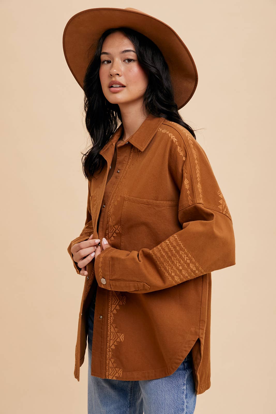 Flora Embroidered Utility Shacket