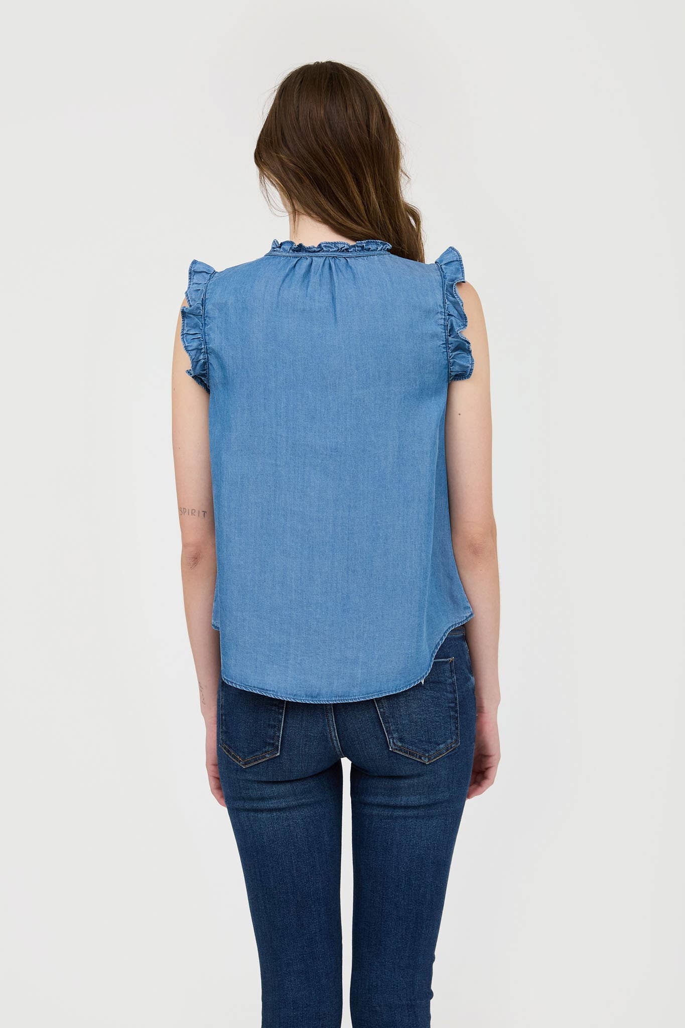 Chambray Ruffle Blouse