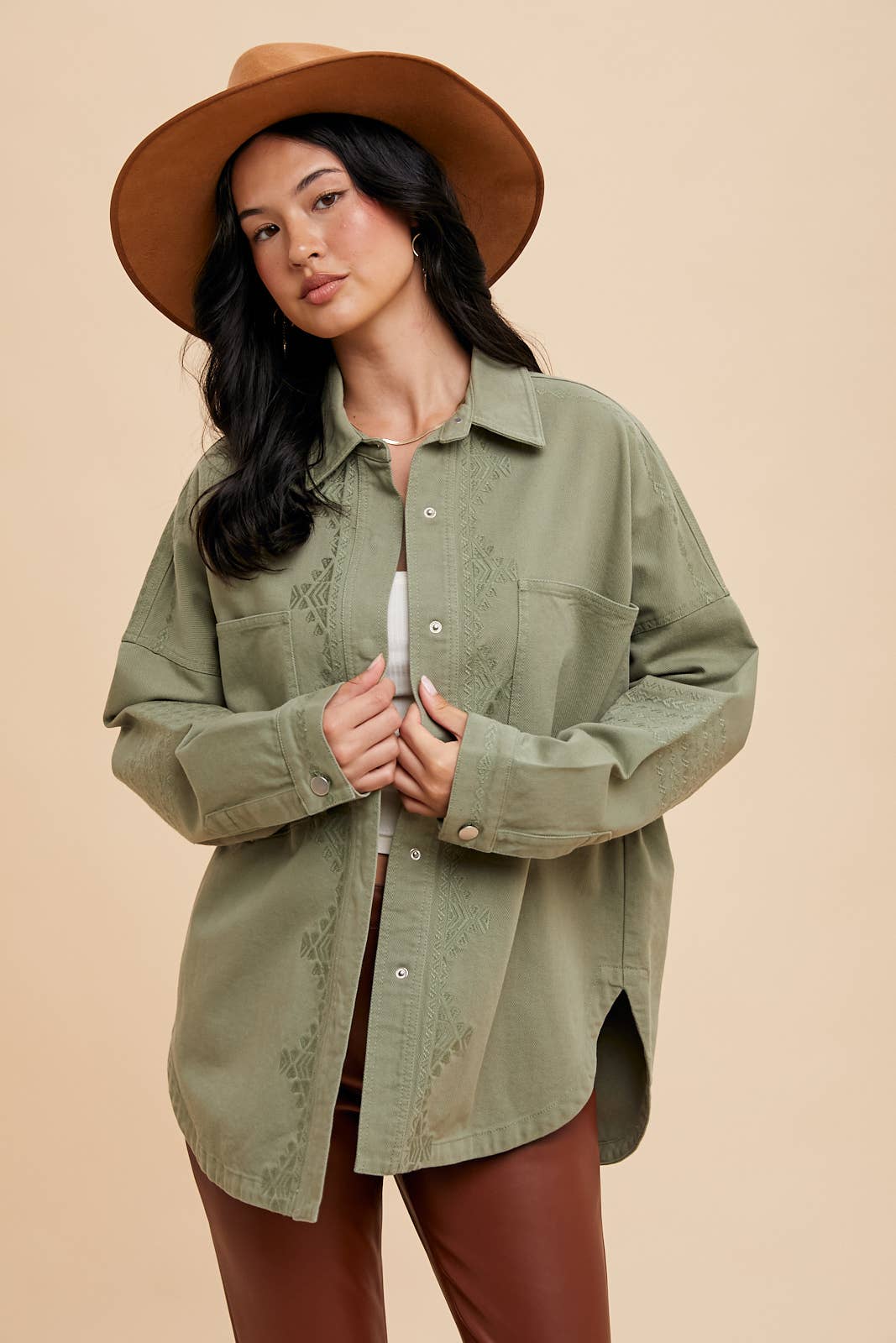 Flora Embroidered Utility Shacket