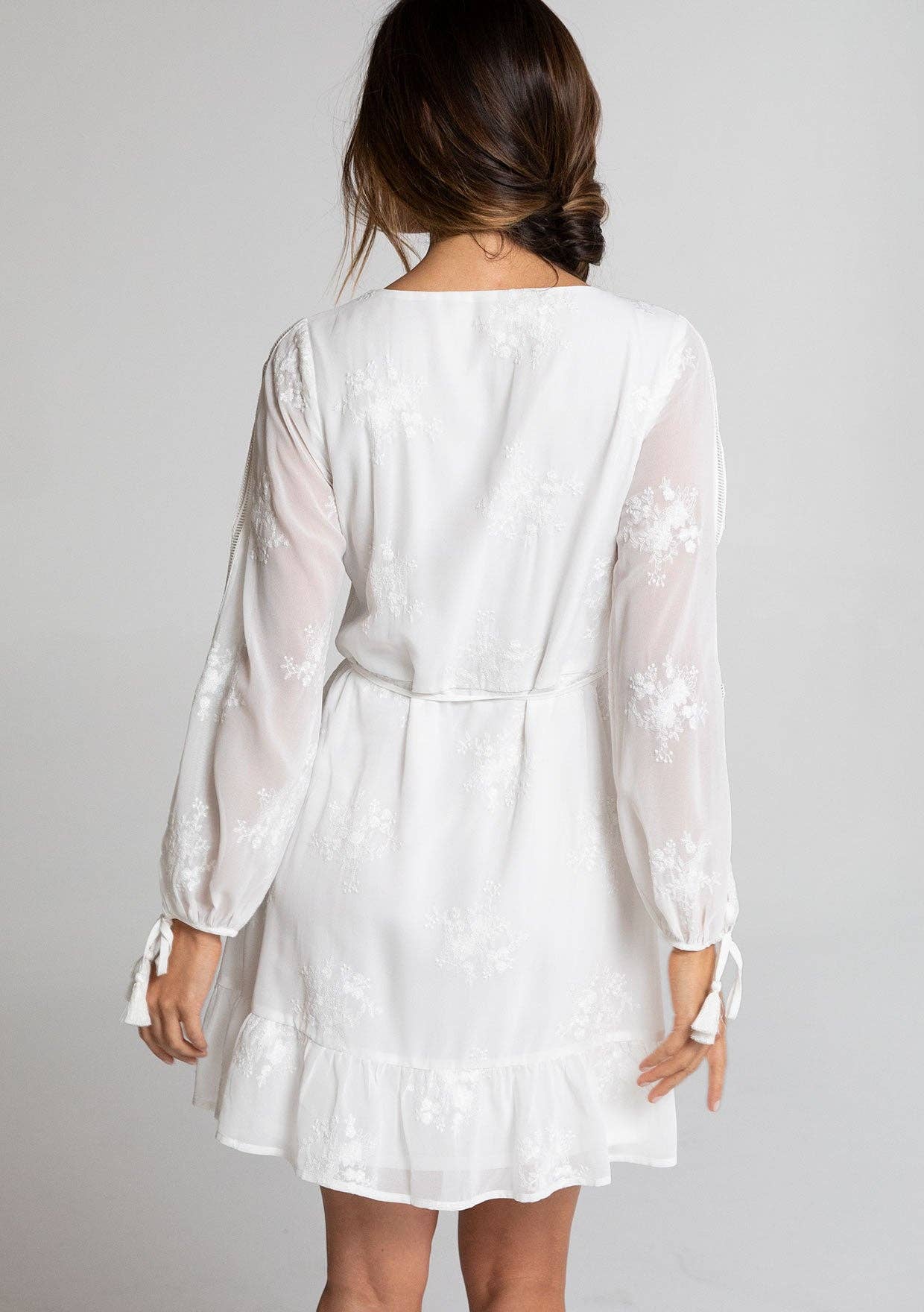 Lucille Embroidered Chiffon Wrap Dress