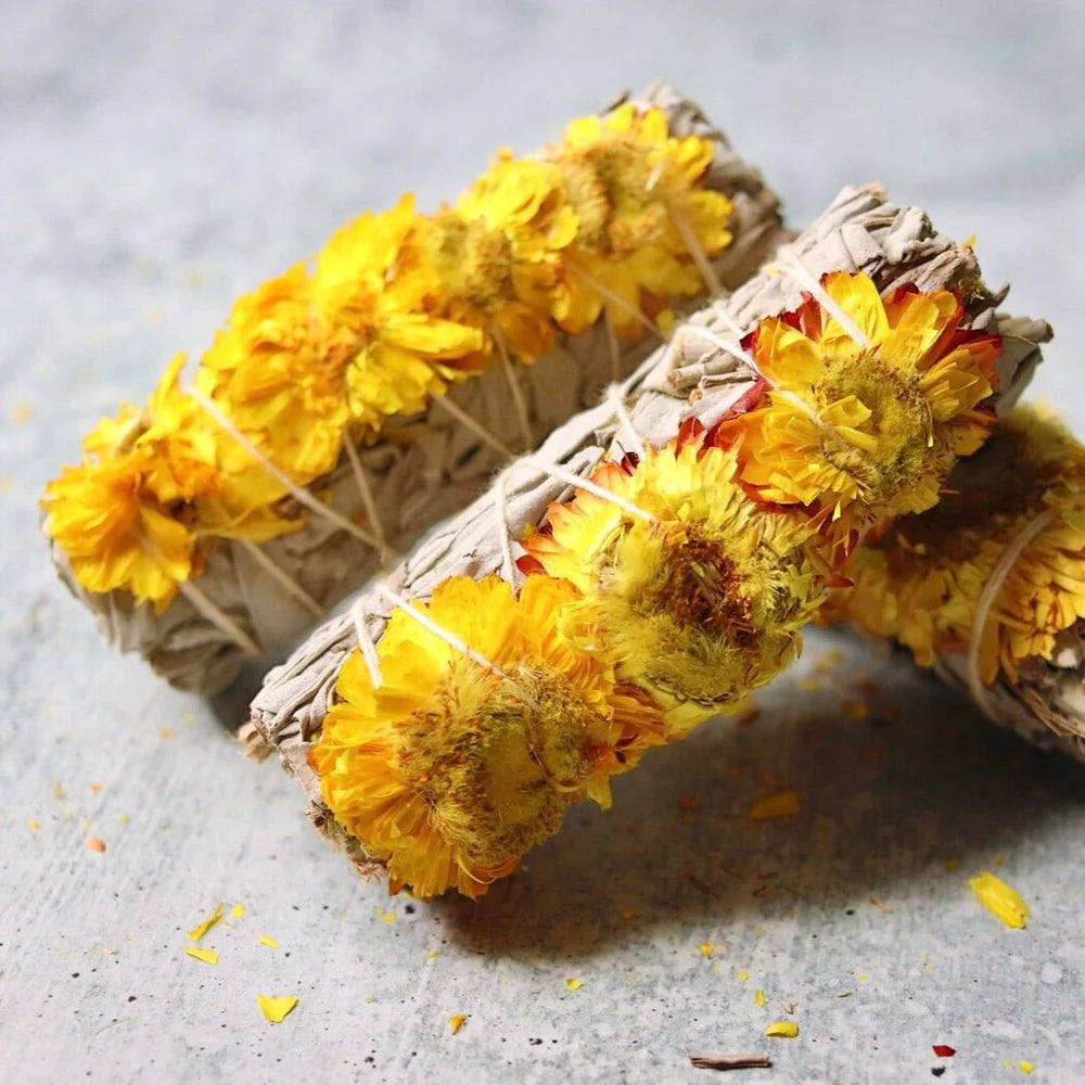 White Sage Bundles w/Sunflowers