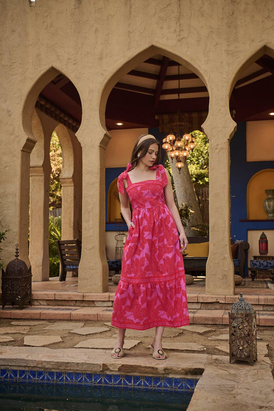 Rency Floral Pime Smocked Maxi Dress