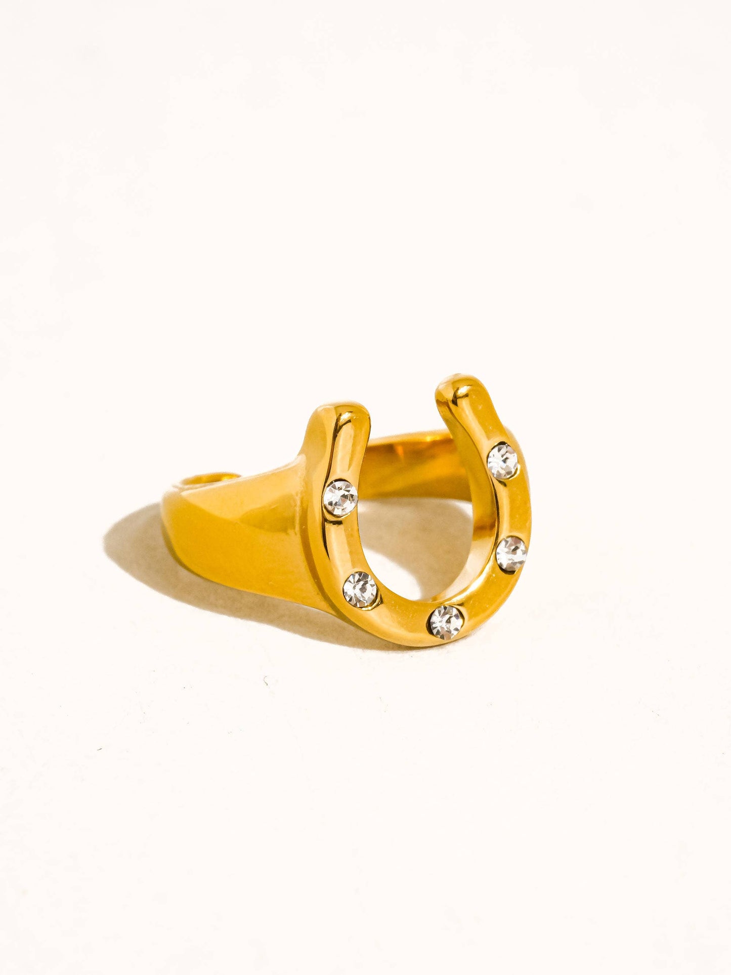 18K CZ Horseshoe Ring