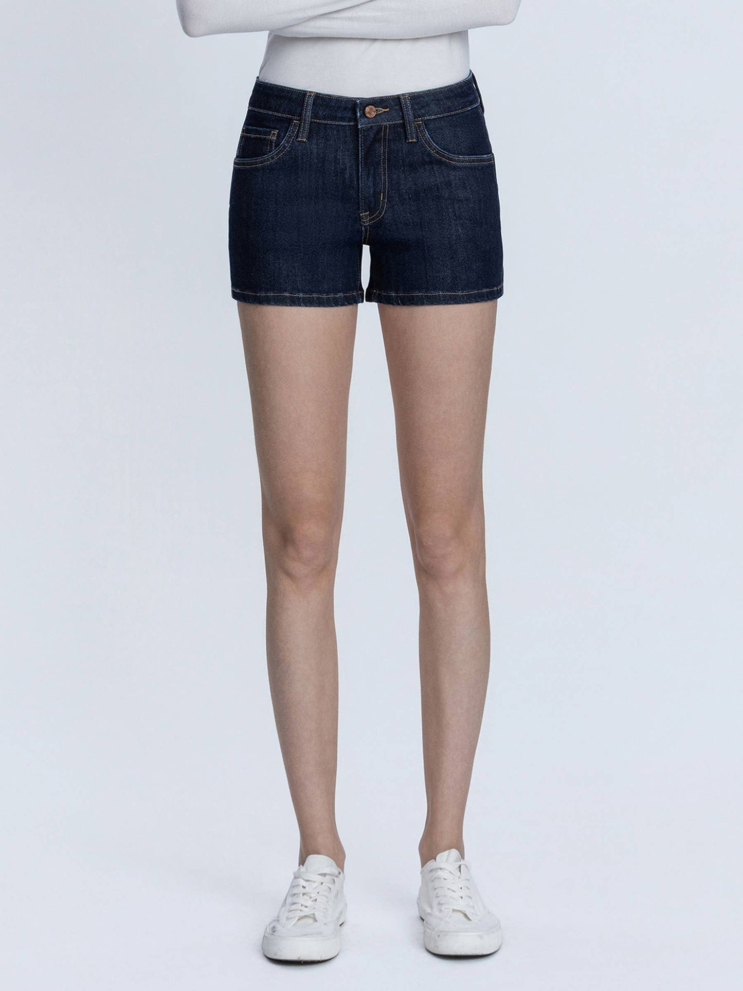 Mid Rise Shorts- Dark Wash