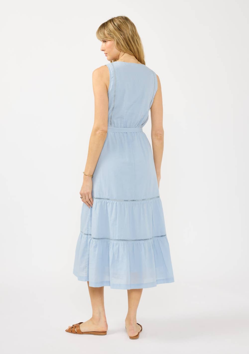 Embroidered Tiered Midi Dress