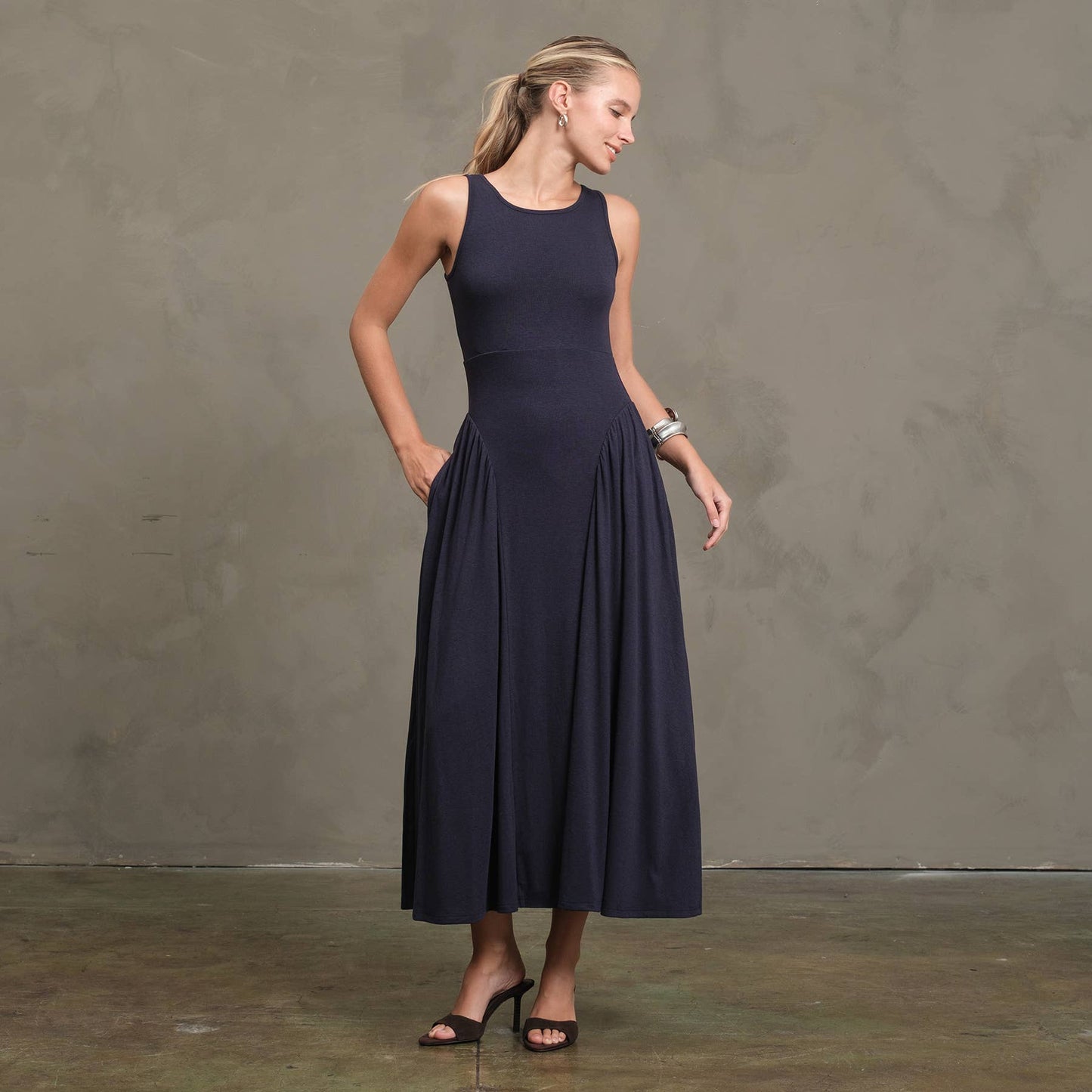 Soft Drape Jersey Midi Dress