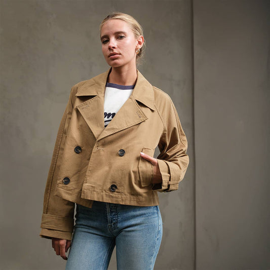 Short Double-Breasted Trench Jacket
